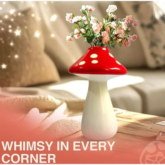 Mushroom Vase - Red Mushroom Flower Vase - Picture 4 of 5